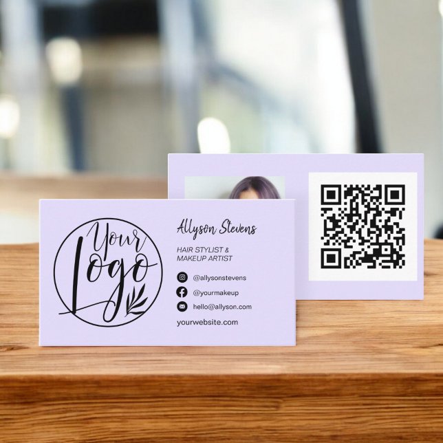 Simple lavender hair makeup photo logo qr code business card (Simple lavender hair makeup photo logo qr code business card)