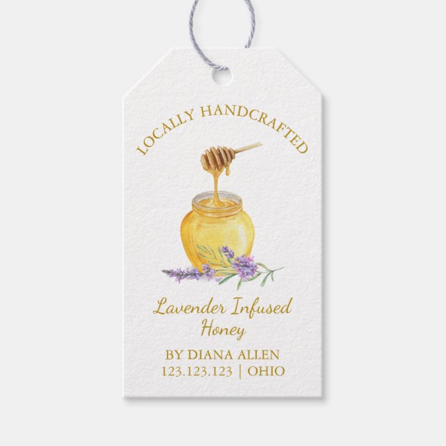 Simple Lavender Infused Honey Hang Tag l White (Front)