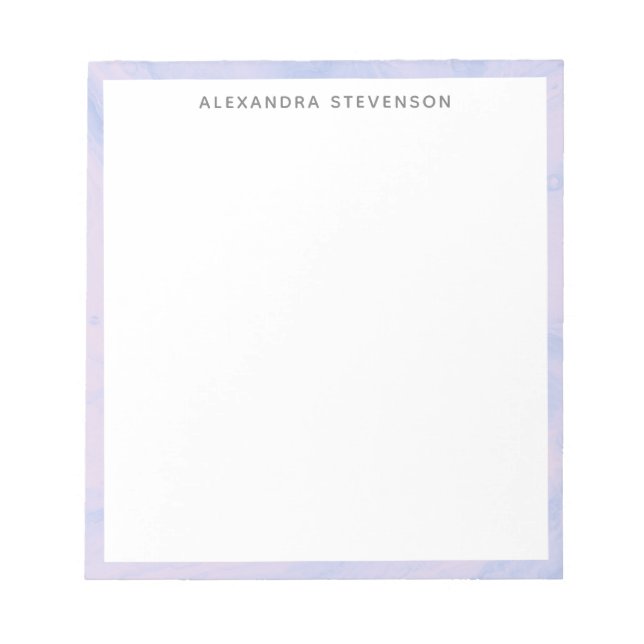Simple Lavender Marble Border Personalised Name Notepad (Front)
