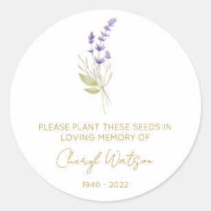 Simple Lavender Memorial Seed Packet Classic Round Sticker