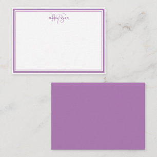 Simple Lavender Minimalist Monogram Two Border Card