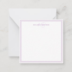 Simple Lavender Minimalist Monogram Two Border Card