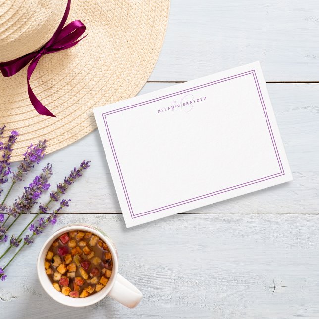 Simple Lavender Minimalist Monogram Two Border Card (Creator Uploaded)