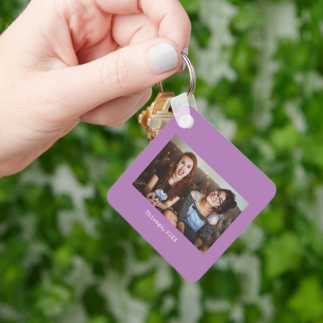 Simple Lavender Minimalist Photo Keepsake Key Ring (Hand)