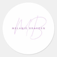 Simple Lavender Minimalist Two Monogram Name