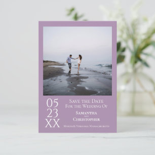 Simple Lavender Modern Minimalist Photo Wedding Save The Date
