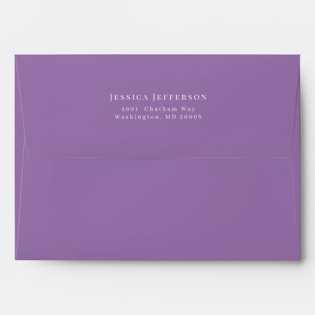 Simple Lavender Modern Wedding Envelope (Back (Top Flap))