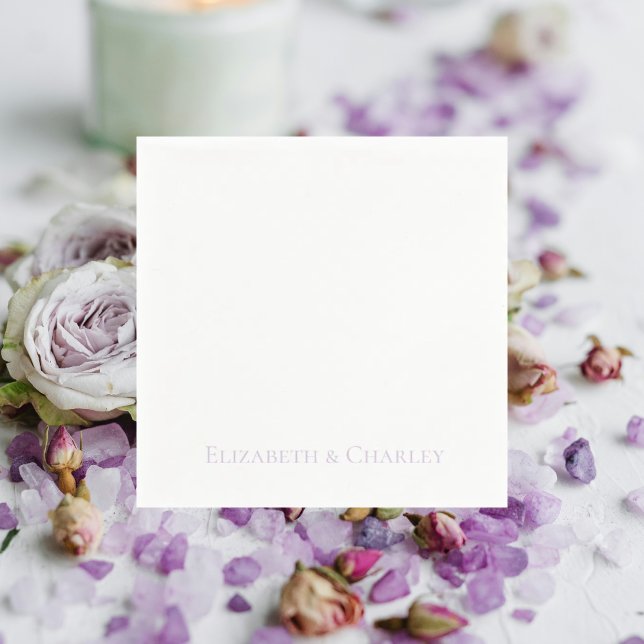 Simple Lavender Personalised Wedding Cocktail Napkin (Creator Uploaded)