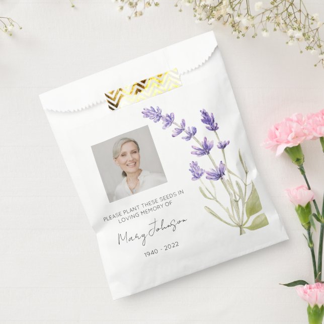 Simple Lavender Photo Funeral Seed Favour Bag (Sealed)