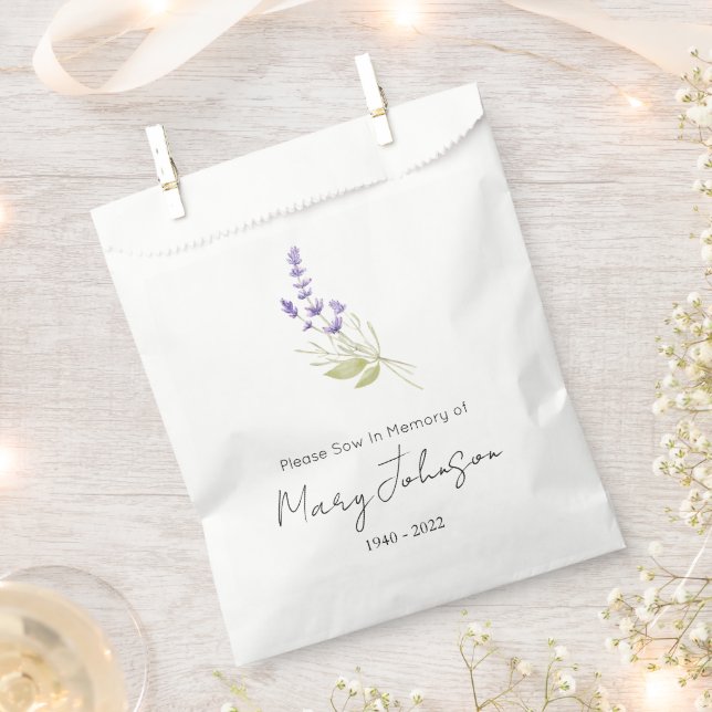 Simple Lavender Seed packet Funeral  Favour Bag (Clipped)