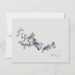  Simple Lavender Stem Grey Wedding Save the Date