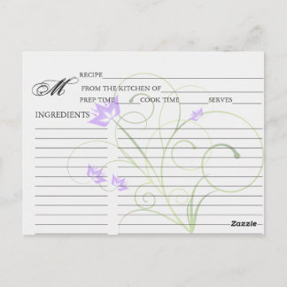 Simple Lavender Swirly Swirl Recipe Cards