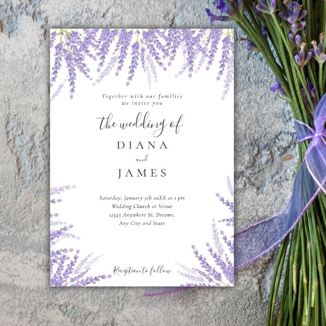 Simple Lavender violet floral Wedding Invitation (Simple Lavender violet floral Wedding Invitation)