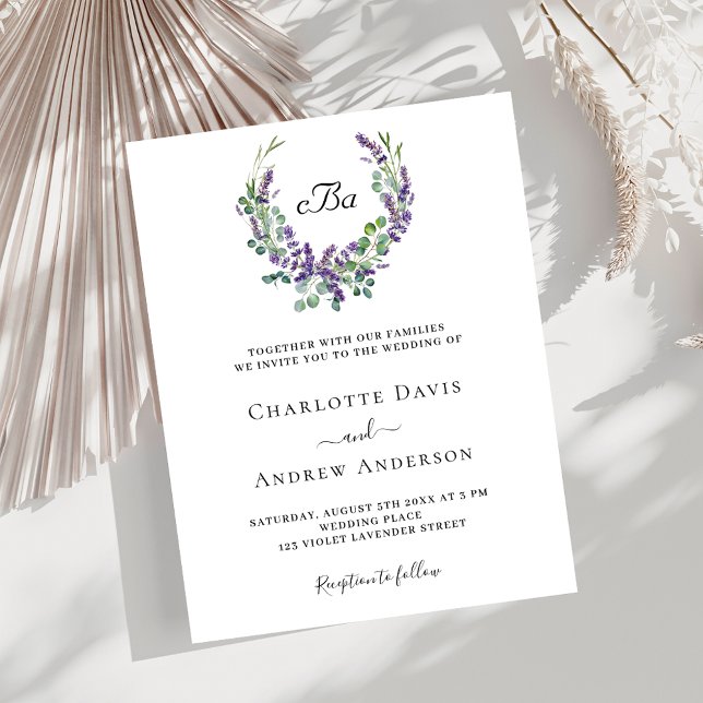 Simple lavender violet florals wedding invitation (Creator Uploaded)