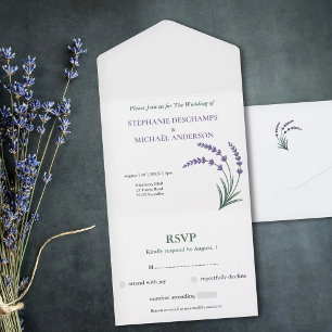 Simple Lavender Wedding RSVP All In One Invitation