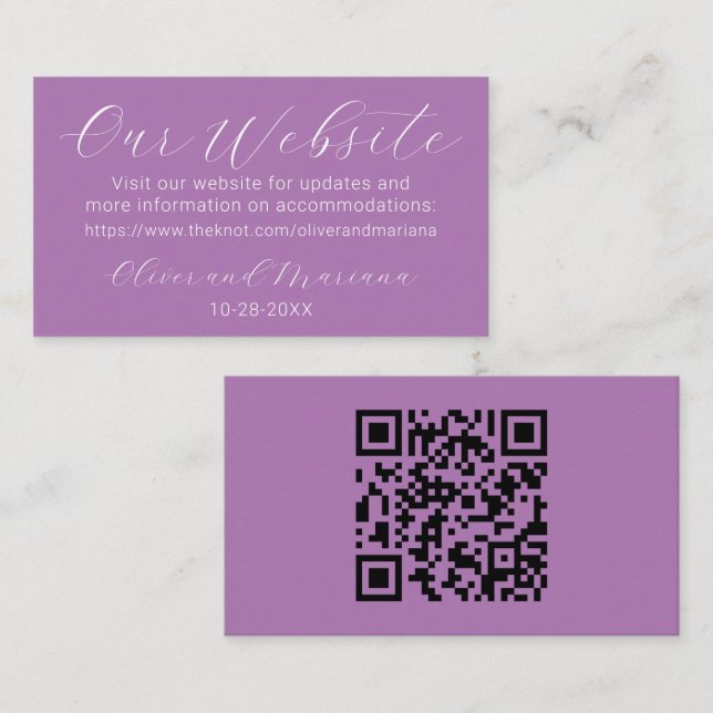 Simple Lavender Wedding Website Enclosure Card (Front/Back)