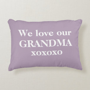 Simple Lavender & White 'We love our Grandma' Decorative Cushion