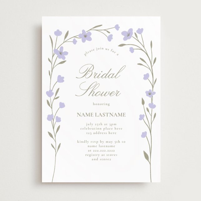 Simple Lavender Wildflower Bridal Shower Invitation (Creator Uploaded)