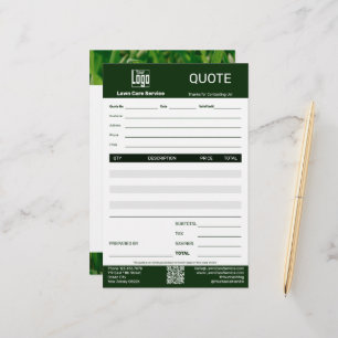 Simple Lawn Care Service Business Quote Stationery