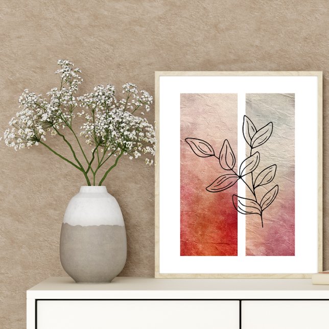 Simple Leaf Art Outline Vibrant Colour Background Poster (Creator Uploaded)