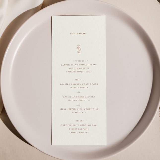 Simple Leaf Beige Terracotta Wedding Dinner Menu (Creator Uploaded)