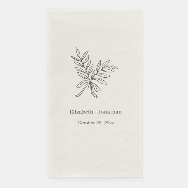 simple Leaf Bouquet Wedding Engagement Bridal Show Napkin (Front)