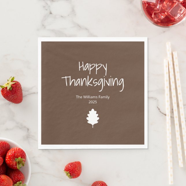 Simple Leaf Modern Family Thanksgiving Napkin (Insitu)