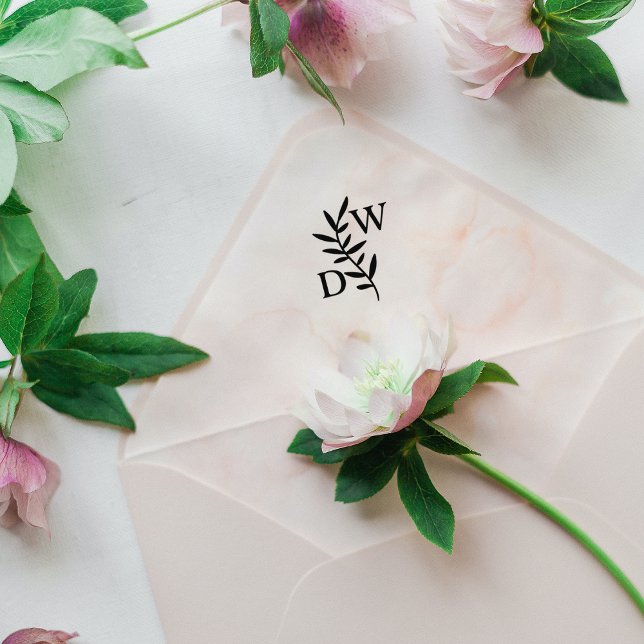 Simple Leaf Monogram  Rubber Stamp (Creator Uploaded)