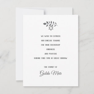Simple Leaf Star of David Jewish Sympathy Cards