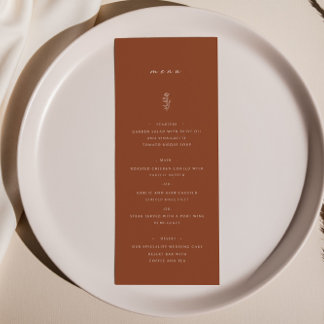 Simple Leaf Terracotta Wedding Dinner Flat Menu