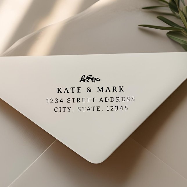 Simple Leaf Wedding Return Address Rubber Stamp (Creator Uploaded)