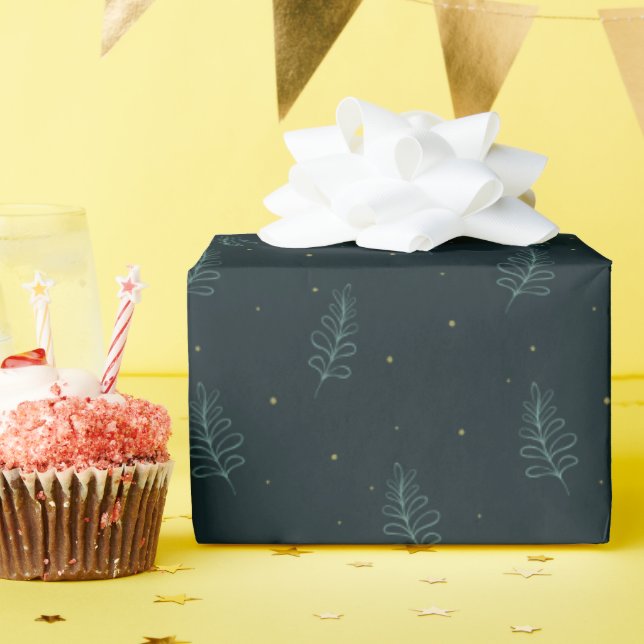 Simple Leaves and Golden Dots Wrapping Paper (Birthday Party)