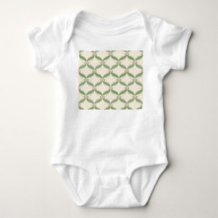 Simple Leaves Flowers Grid Pattern Baby Bodysuit