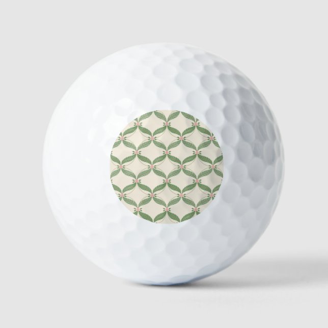 Simple Leaves Flowers Grid Pattern Golf Balls (Front)