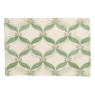 Simple Leaves Flowers Grid Pattern Pillowcase