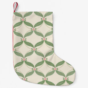 Simple Leaves Flowers Grid Pattern Small Christmas Stocking