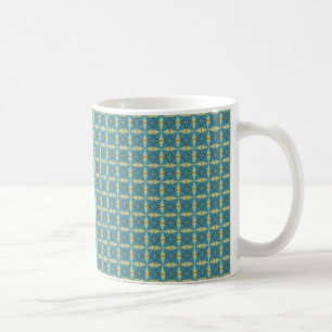 Simple leaves pattern in blue coffee mug