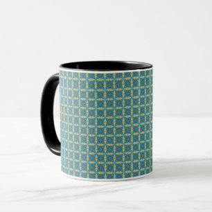 Simple leaves pattern in blue mug