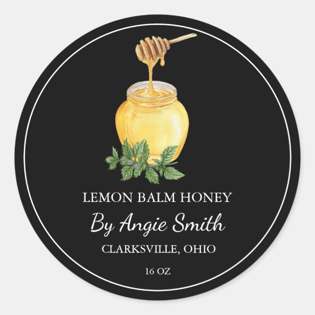 Simple Lemon Balm Infused Honey Label (Front)