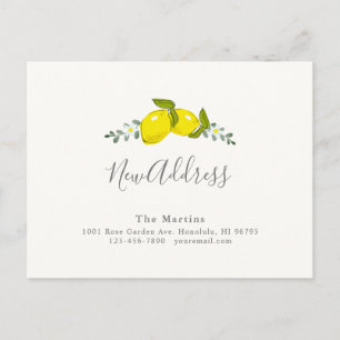 Simple Lemon Citrus Floral Moving Announcement Postcard