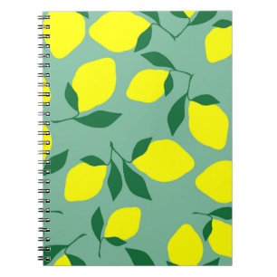 Simple Lemon, Green Background Print. Notebook