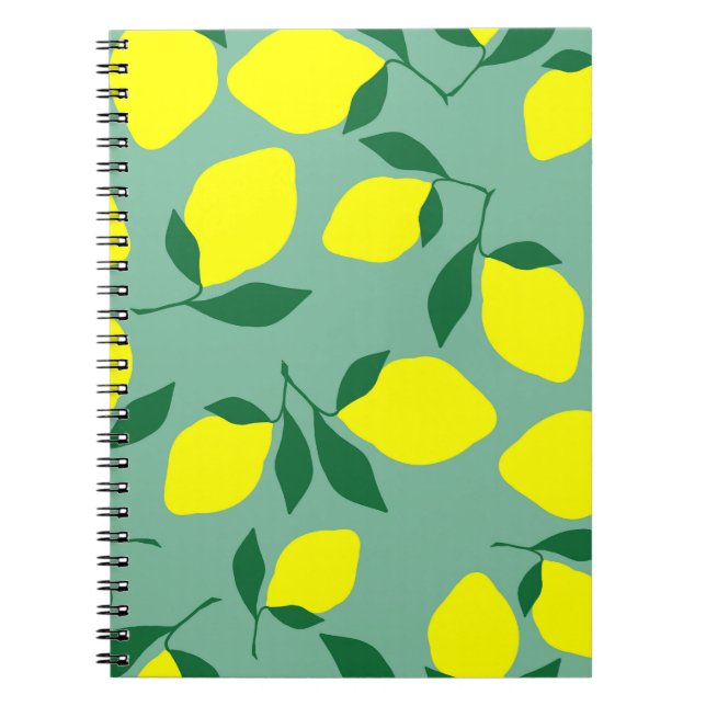 Simple Lemon, Green Background Print. Notebook (Front)