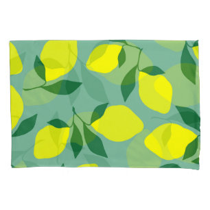 Simple Lemon, Green Background Print. Pillowcase