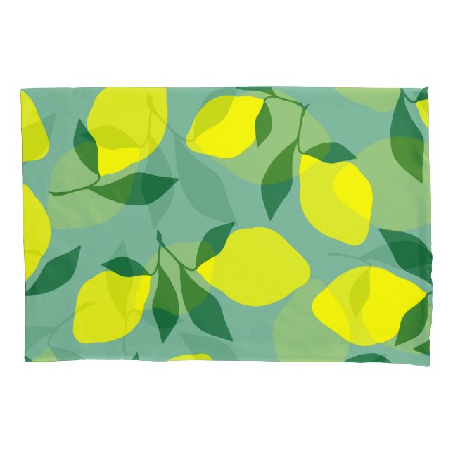 Simple Lemon, Green Background Print. Pillowcase (Front)