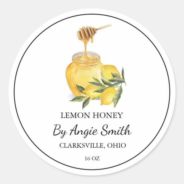 Simple Lemon Infused Honey Label (Front)