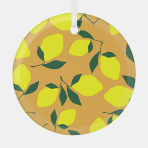 Simple lemon pattern, orange background. glass tree decoration