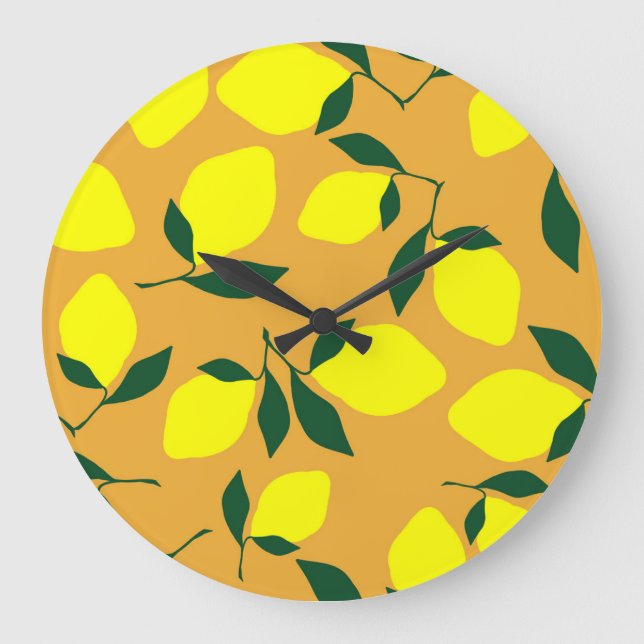 Simple lemon pattern, orange background. large clock (Front)
