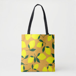 Simple lemon pattern, orange background. tote bag