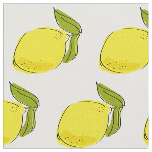 Simple Lemon Pattern White Fabric