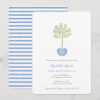 Simple Lemon Tree Blue Yellow Boy Baby Shower